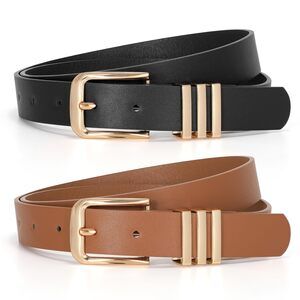 2955 2 Pack Women's Leather Belts Plus Size Fashion Ladies Waist Belt
